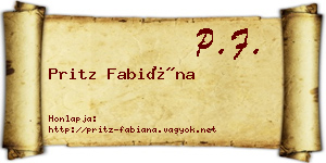 Pritz Fabiána névjegykártya